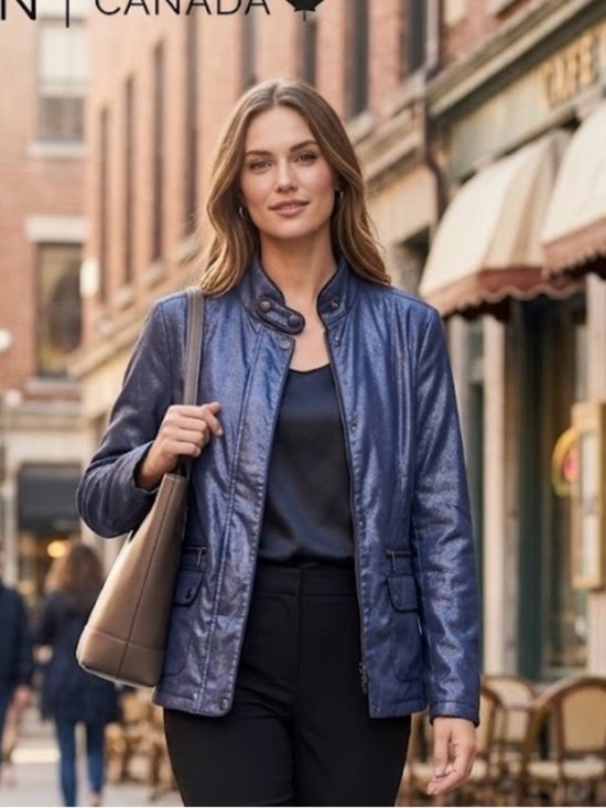 Tristan Jackets & Blazers - Tristan Navy Shimmer Utility Jacket